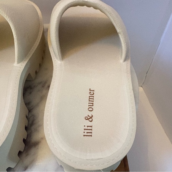 Lili & Oumer Beige Cream Platform Slide Sandals Women’s 11 EUR 42 Chunky Sole - Picture 10 of 16